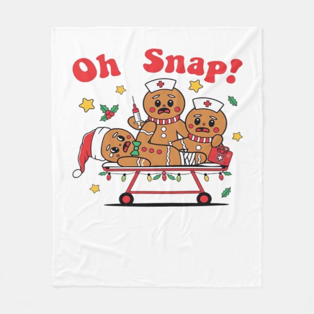 Couverture Polaire Oh Snap Gingerbread École infirmière Noël classiqu (Devant)