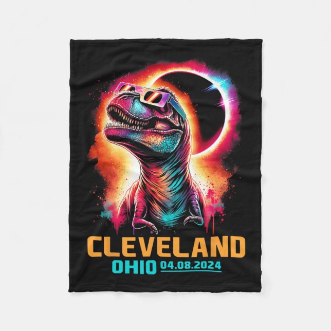 Couverture Polaire Ohio Total Solaire Eclipse 2024 T Rex Dinosaur (Devant)