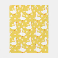 Oie blanche et marguerites Merci Jaune