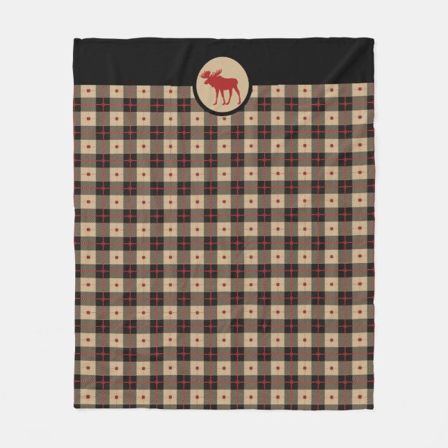 Couverture Polaire Oie Motif à plaid rouge rustique (Devant)
