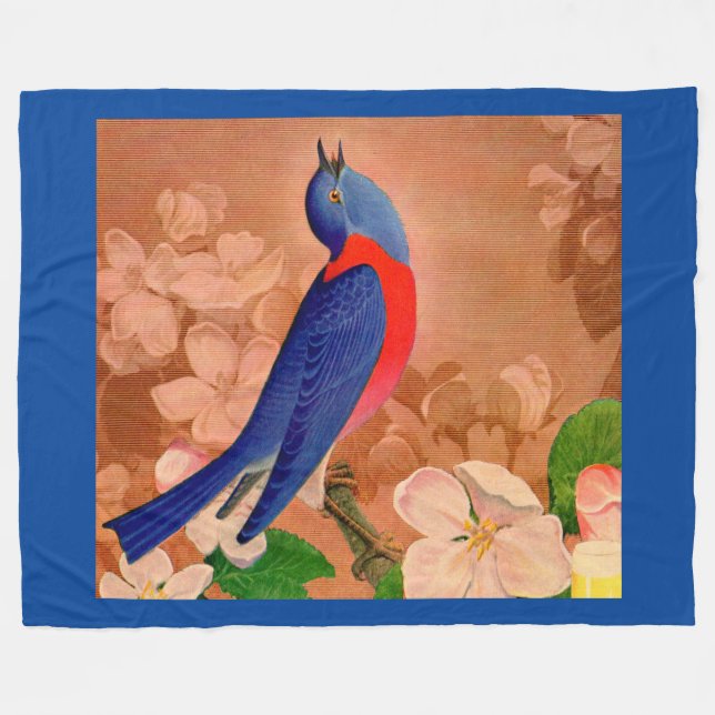 Couverture Polaire oiseau bleu du bonheur (Devant (Horizontal))