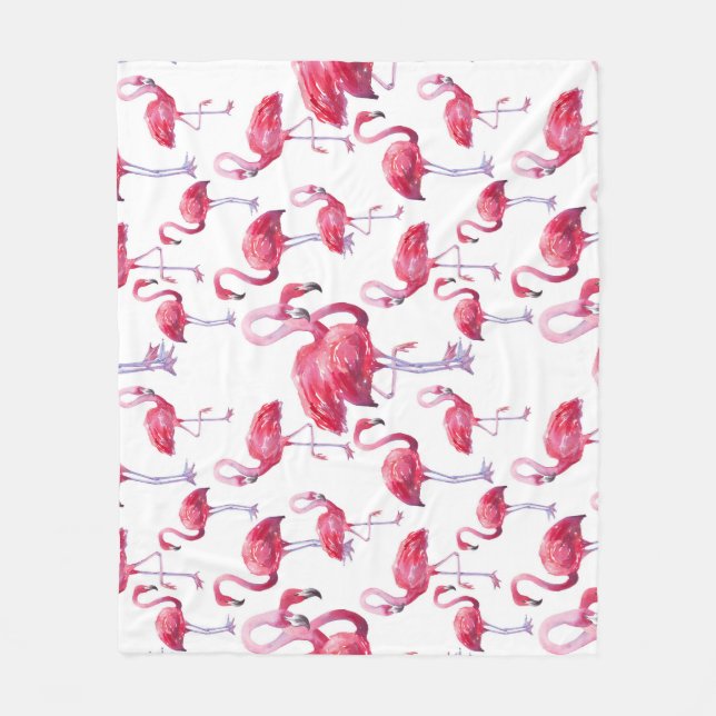 Couverture Polaire Oiseau d'aquarelle de Flamant rose exotique (Devant)