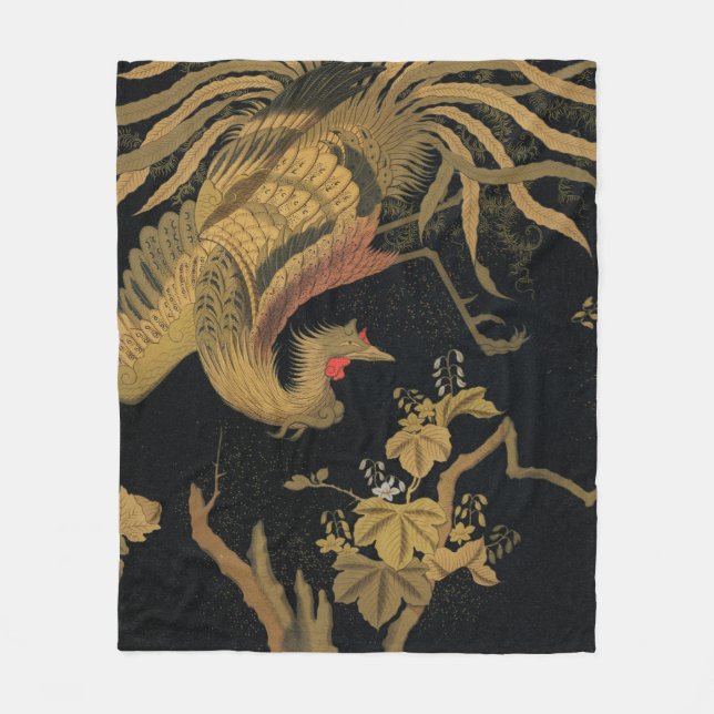 Couverture Polaire Oiseau de coq d'or Classique japonais Antique (Devant)