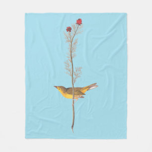 Couverture Polaire Oiseau de Paruline à capuchon Audubon sur Fleur ro
