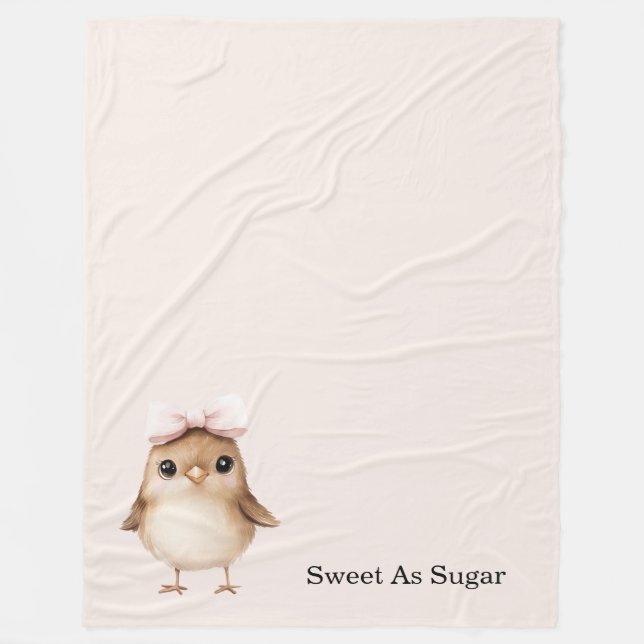 Couverture Polaire Oiseau doux comme le sucre avec un nœud (Devant)