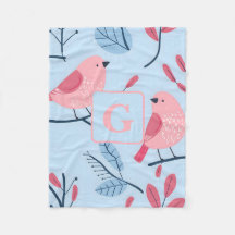 Oiseau rose mignon sur bleu clair enfants personna
