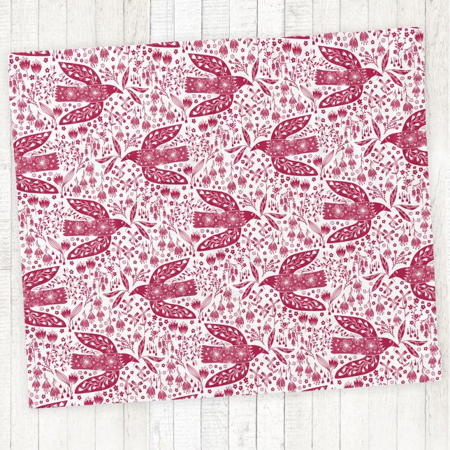 Couverture Polaire Oiseau rouge (Red bird peace dove fleece blanket)