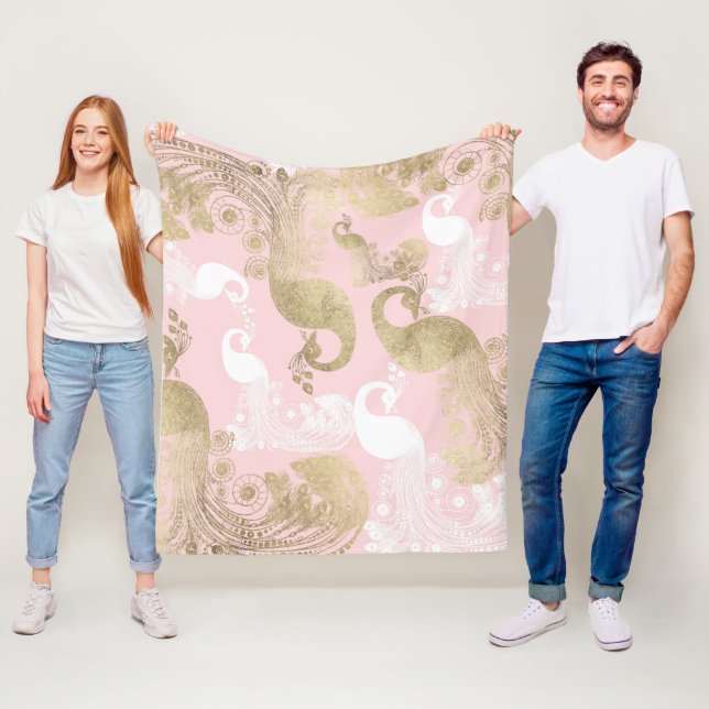 Couverture Polaire Oiseau royal rose (En situation)