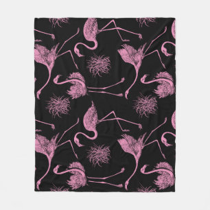 Couverture Polaire Oiseaux Abstraits : Motif de mode monochrome