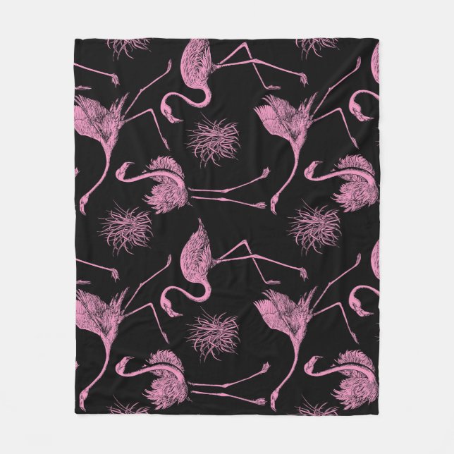 Couverture Polaire Oiseaux Abstraits : Motif de mode monochrome (Devant)
