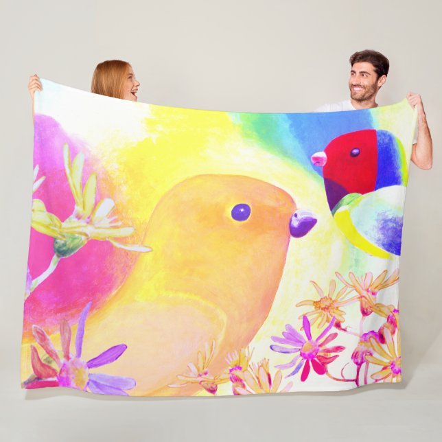 Couverture Polaire Oiseaux Ludiques Colorés (En situation)