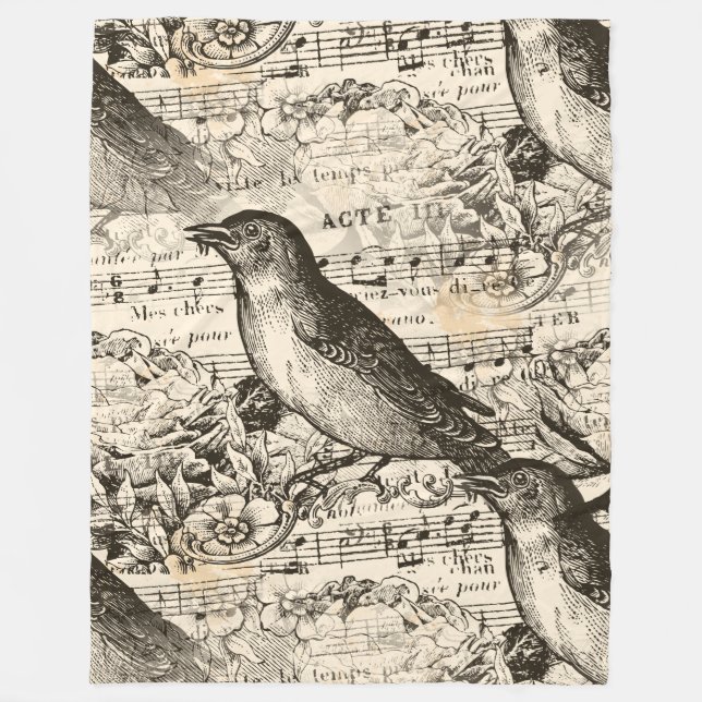 Couverture Polaire oiseaux musicaux victoriens (Devant)