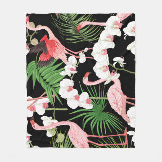 Couverture Polaire Oiseaux Plante tropicaux Illustration colorée
