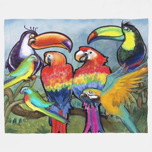Couverture Polaire Oiseaux tropicaux (Devant (Horizontal))