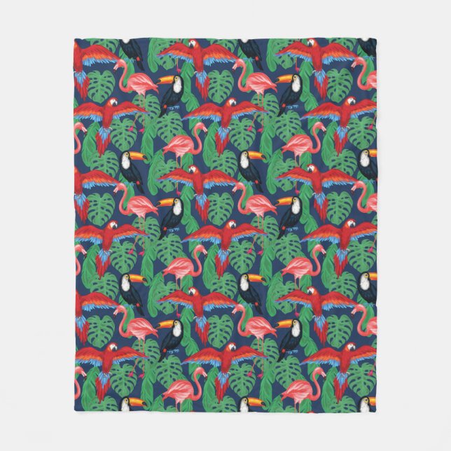 Couverture Polaire Oiseaux tropicaux dans des couleurs lumineuses (Devant)