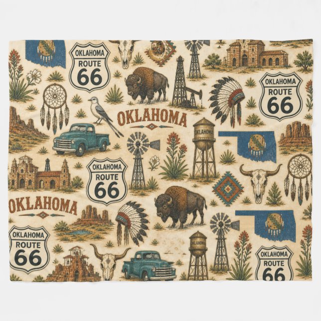 Couverture Polaire Oklahoma Route 66 Prairie Cosy (Devant (Horizontal))