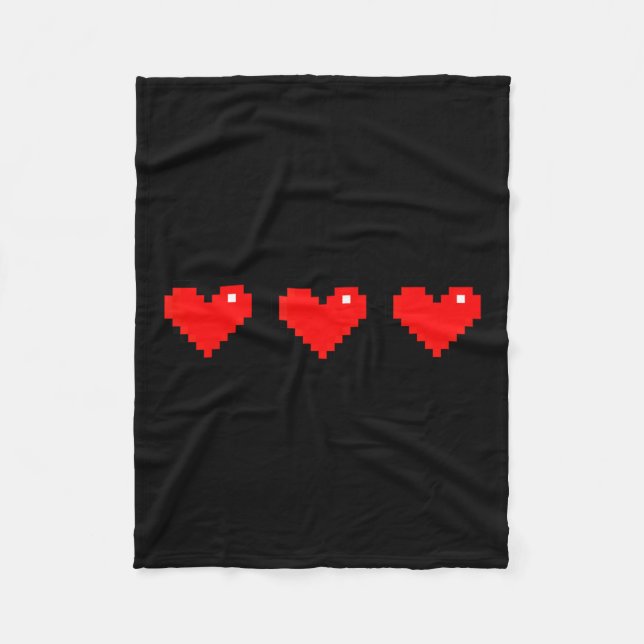Couverture Polaire Old 8 Bit Heart Arcade Retro Xel Gamer Valentine's (Devant)