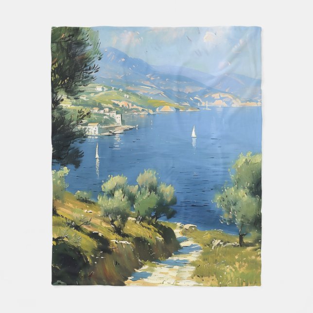 Couverture Polaire Oliveraie méditerranéenne au bord de la mer  (Devant)