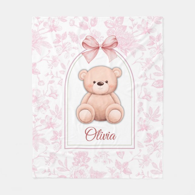 Couverture Polaire Olivia | Conception personnalisée d'ours en peluch (Devant)