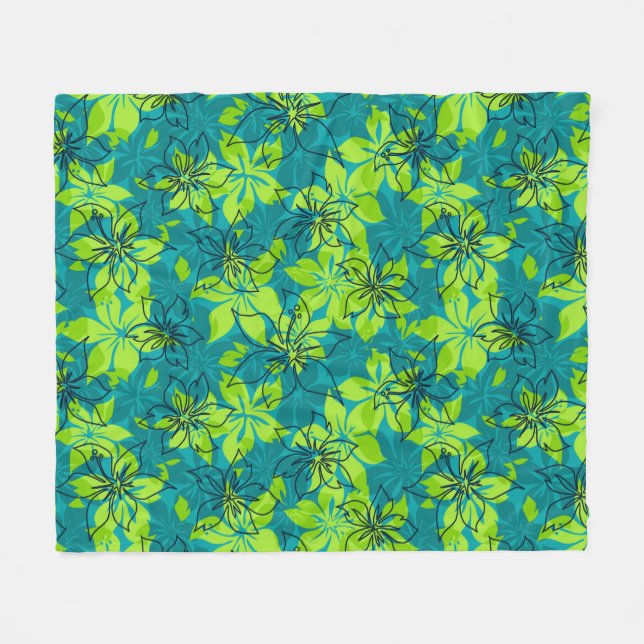 Couverture Polaire Olowalu Hibiscus Hawaiian Camo Aloha Chemise Impri (Devant (Horizontal))