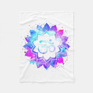 Couverture Polaire *~* OM Blanc rose violet Lotus Flower Mandala