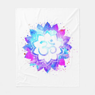Couverture Polaire *~* OM Mandala de fleurs de lotus roses violettes