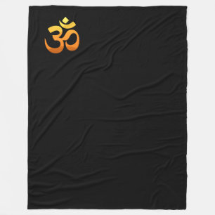 Couverture Polaire Om Mantra Symbole Blanche Or Soleil Méditation Yog