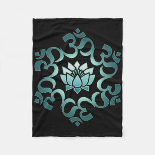 Couverture Polaire Om, Mantra, Symbole, Mandala, Fleur de Lotus, Boud