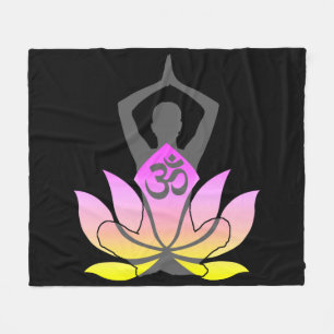 Couverture Polaire OM Namaste Spirituelle Lotus Fleur Yoga Pose