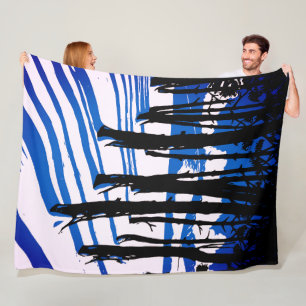 Couverture Polaire Ombres de forêt hivernale – Nature minimale bleue
