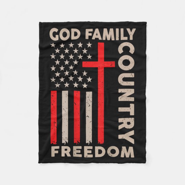 Couverture Polaire On-back God Family Country Dom Patriotic Christian (Devant)