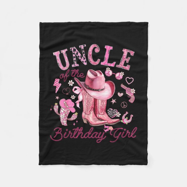 Couverture Polaire Oncle de la fille d'anniversaire vachette rose wes (Devant)