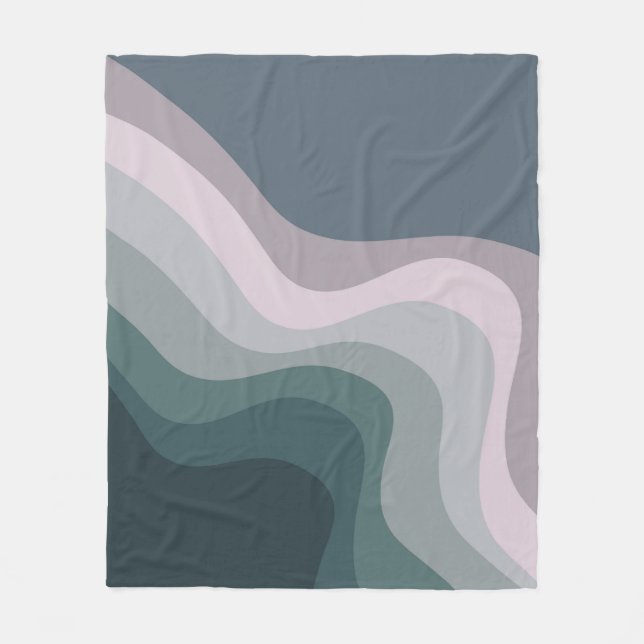 Couverture Polaire Ondes de style rétro violet et turquoise (Devant)
