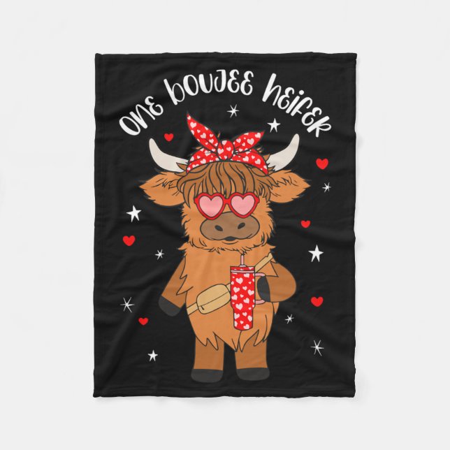 Couverture Polaire One Boujee Heifer Cow Tumbler Happy Valentines Day (Devant)