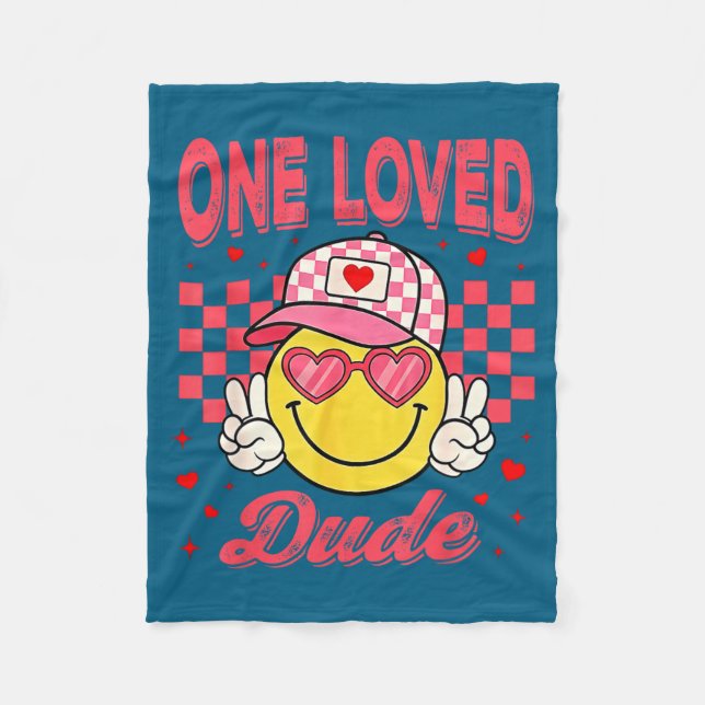 Couverture Polaire One Loved Dude Checkered Heart Valentines Day Boys (Devant)