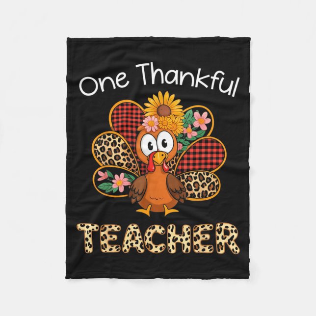 Couverture Polaire One Thankful Teacher Funny Cute Turkey Thanksgivin (Devant)