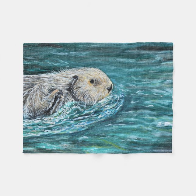Couverture Polaire Ooh Goody Lunchtime Sea Otter Peinture (Devant (Horizontal))