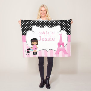 Couverture Polaire Ooh la Paris Tour Eiffel Rose et Noir