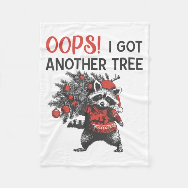 Couverture Polaire Oops I Got Another Tree Funny Raccoon Christmas Qu (Devant)
