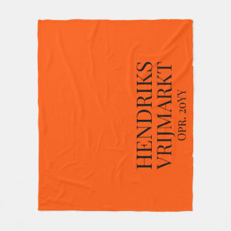 Couverture Polaire Op Maat Oranje Vrijmarkt-deken | Zwarte tekst - 