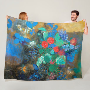 Couverture Polaire Ophelia parmi les fleurs (détail), Redon