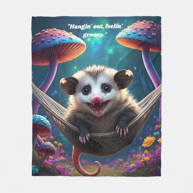 Couverture Polaire Opossum psychédélique personnalisé Hippie (Devant)
