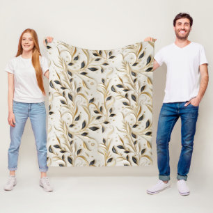 Couverture Polaire Or blanc glamour et noir Motifs sans couture