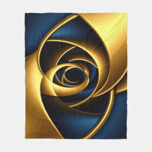 Couverture Polaire or bleu spirale abstrait motif vortex luxe gé