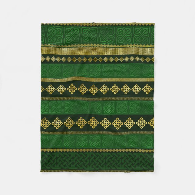 Couverture Polaire Or décoratif de noeud celtique et motif vert (Devant)