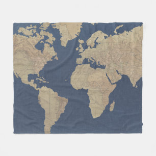 Couverture Polaire Or et carte bleue du monde