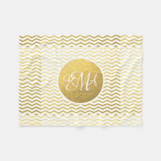 Couverture Polaire Or et décoré d'un monogramme blanc de Chevron