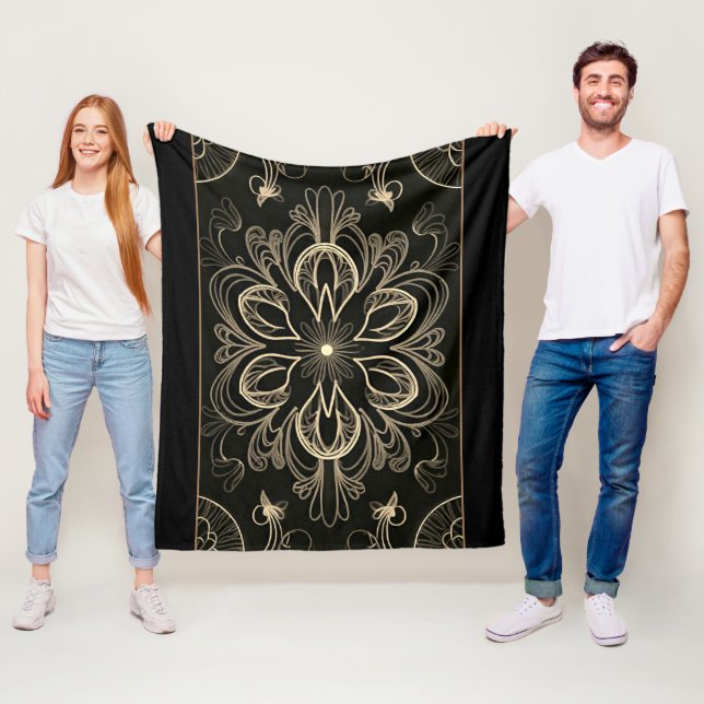 Couverture Polaire Or floral Abstrait (En situation)