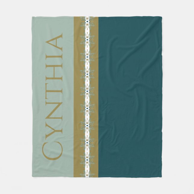 Couverture Polaire Or Moderne Et Turquoise (Devant)