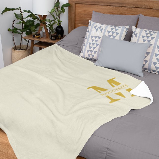 Couverture Polaire Or Monogramme Beige Neutre (Créateur téléchargé)